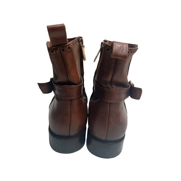 Franco Cuadra Brogue Buckle Zip Brown Leather Riding Boots SZ 9 US / 26 MEX - Picture 6 of 9